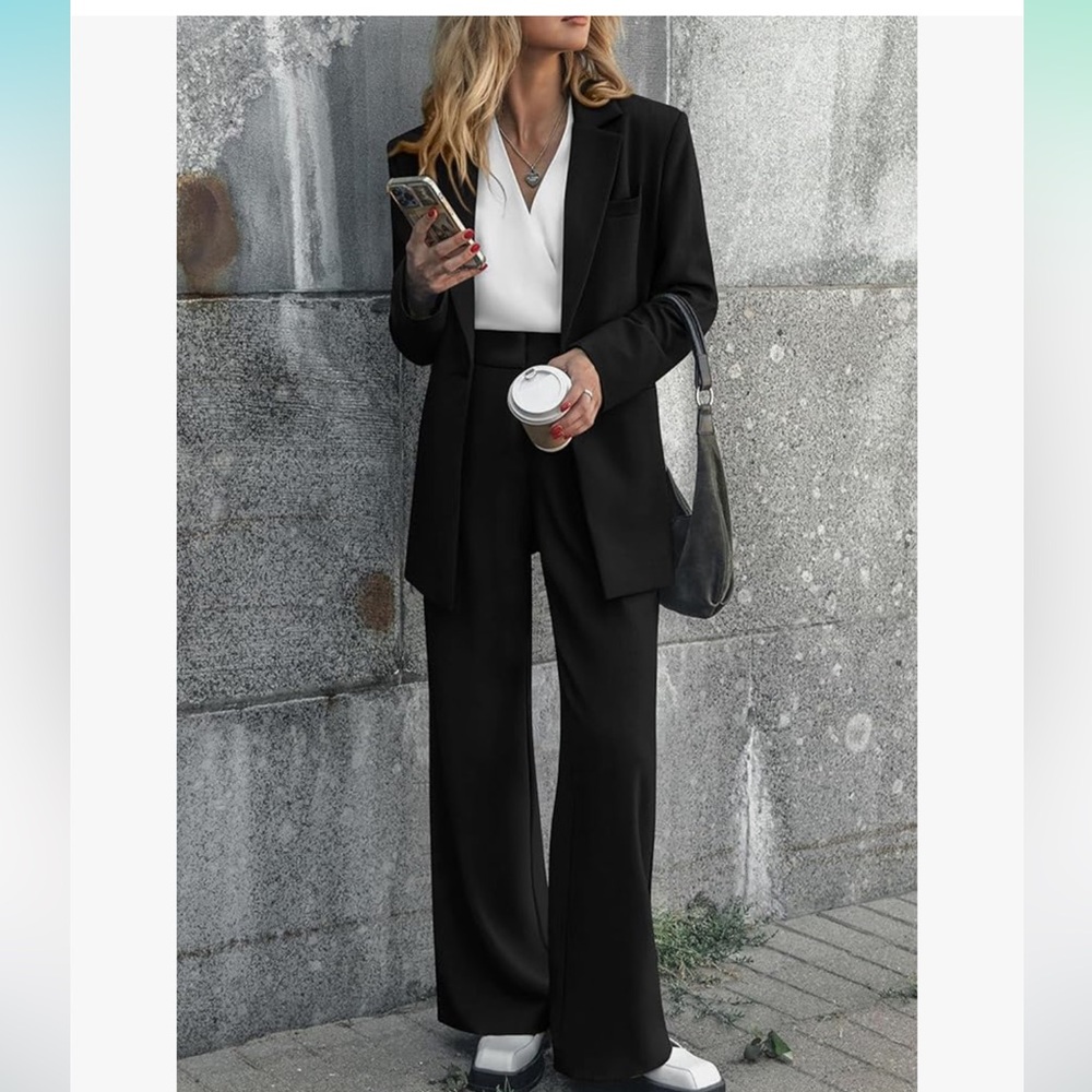 Pretty Garden Womens 2 Piece Blazer Jacket And Wide Leg Pants